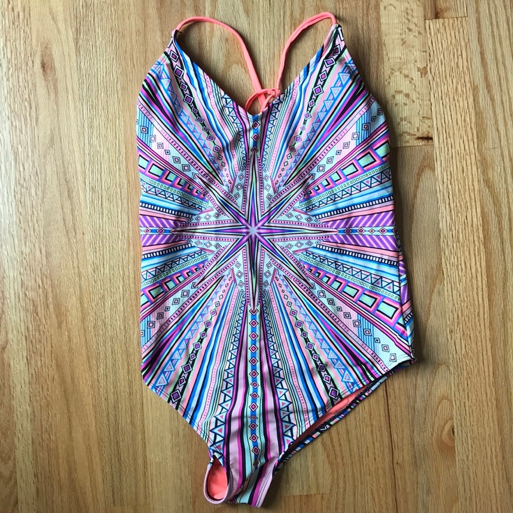 Xhilaration Neon v neck low back one piece